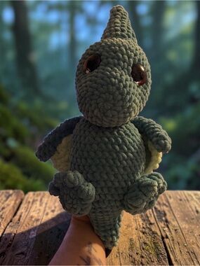 Handmade Crocheted pterodactyl Plush - Teal & Lime